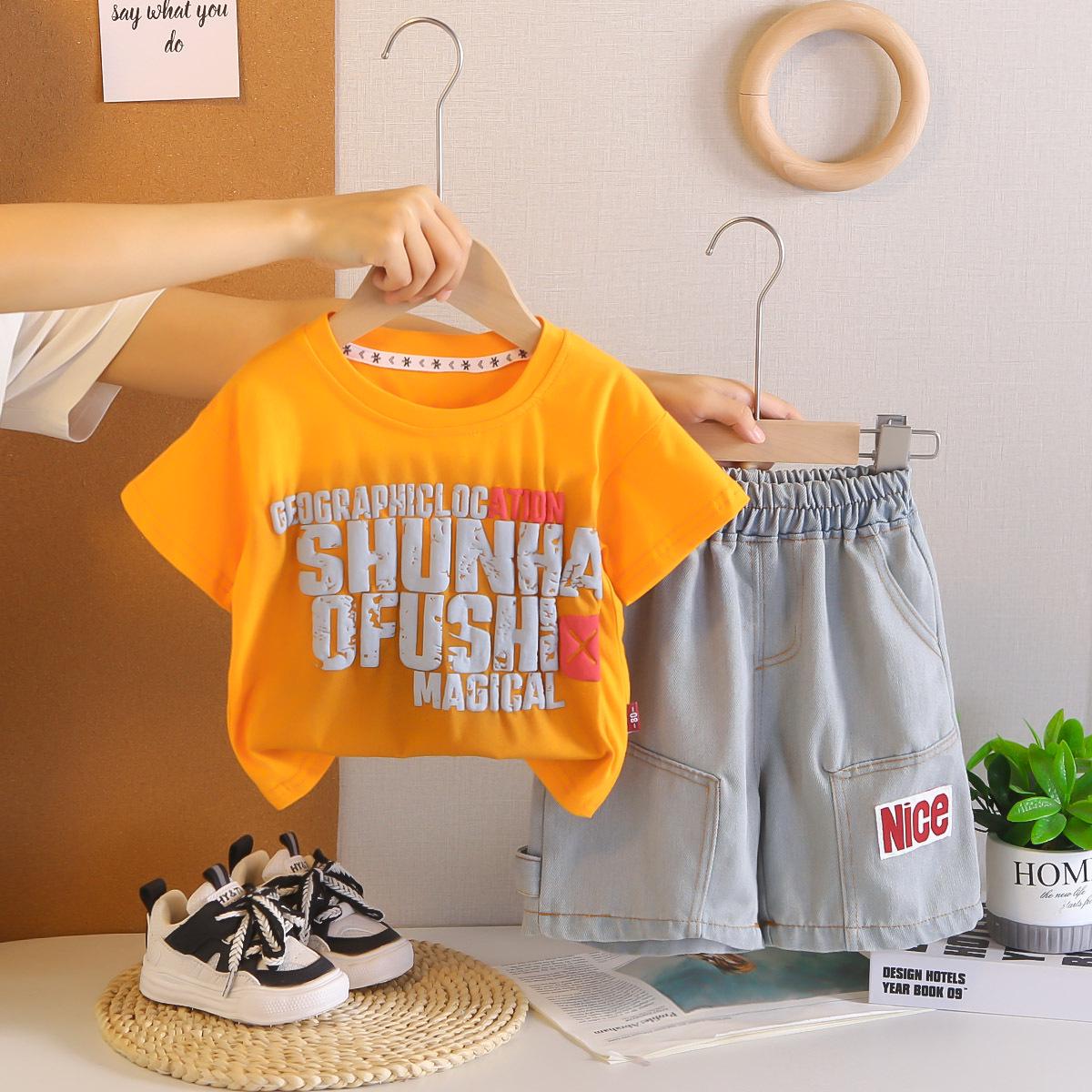 Boys Trendy Puff Print Summer Short Sleeve & Shorts Set 2026 120cm - XXL