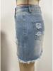 2023 European & American Out-Hip Casual Ripped Denim A-Line Skirt