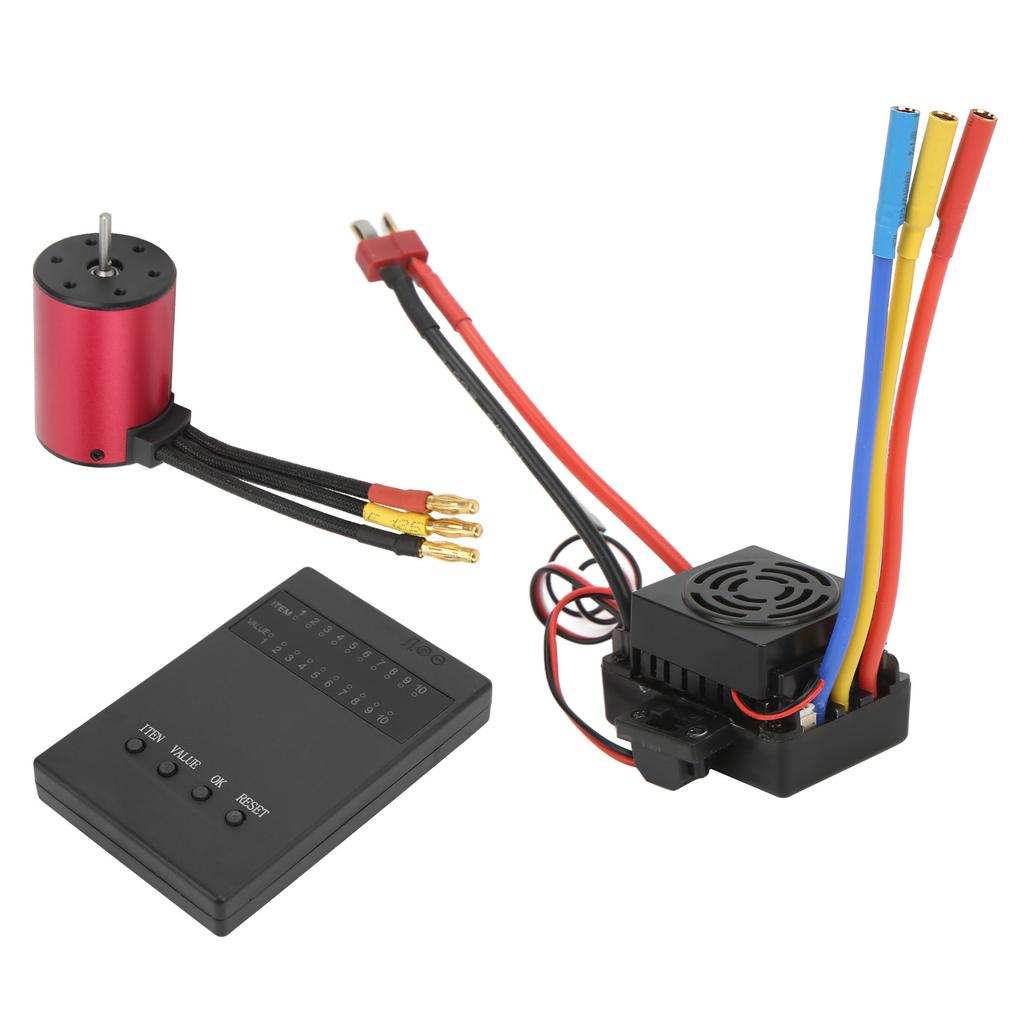 S3650 4300KV Waterproof Brushless Motor 60A Brushless ESC T Plug Male ESC Programming Card Set for 1/10 Remote Control Car