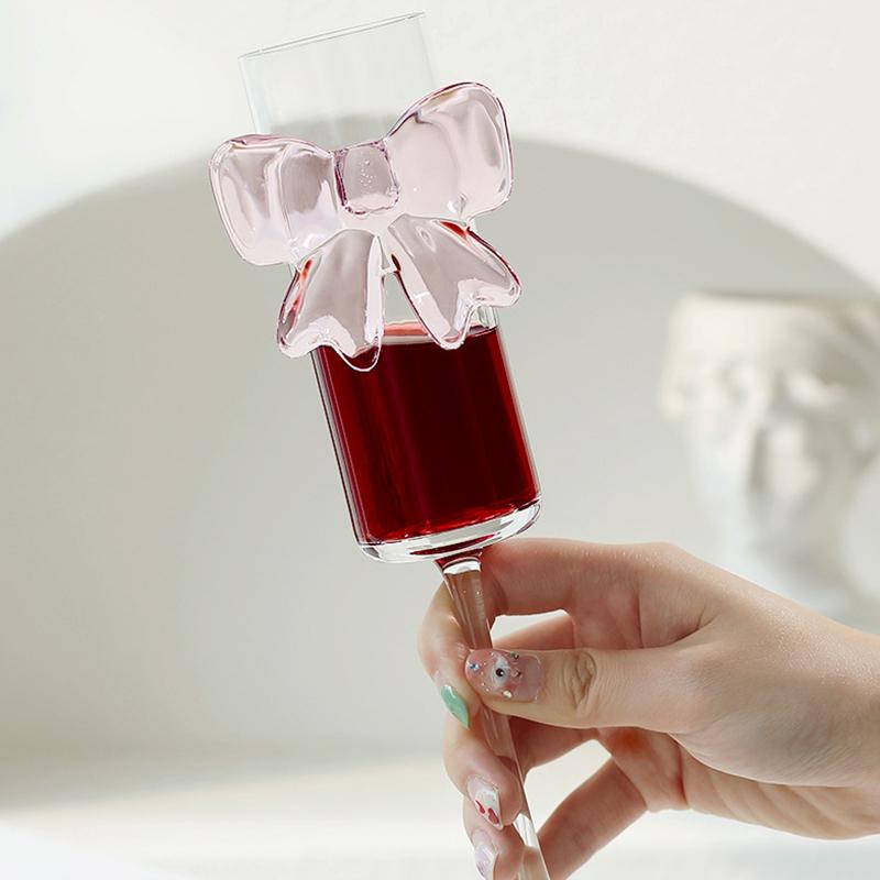 Creative Pink Bow Champagne Tall Wine Glasses Sparkling Wine Glasses For Family Party Holiday And Wedding