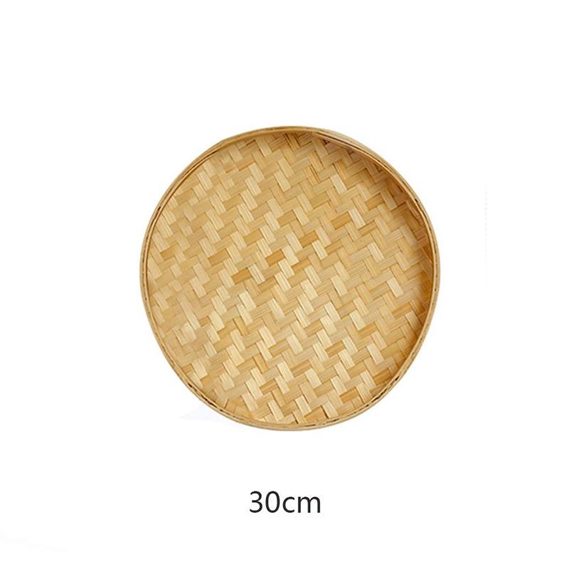 Handmade Weaving Round Bamboo Sieve Raft Natural Bamboo Fruit Dish Rattan Bread Basket for Dinner Storage Plate DIY Home Decor