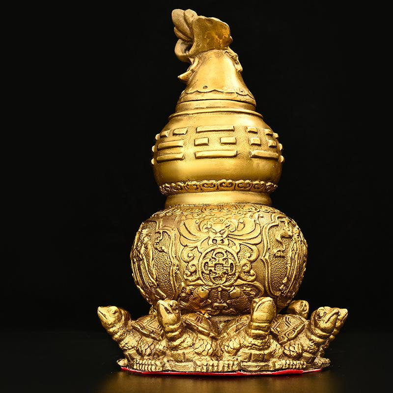 Pure Copper Nine- Ornament, Openable Tianyi , Home Office Desktop Decoration, Eight Treasures Turtle Gourd