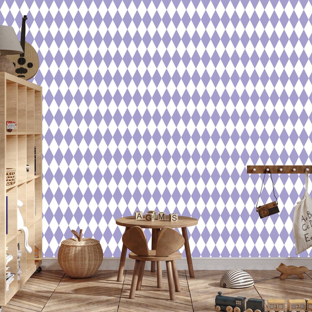 Harlequin Diamonds Wallpaper White and Blue for Living Room and Bedroom 50x1000