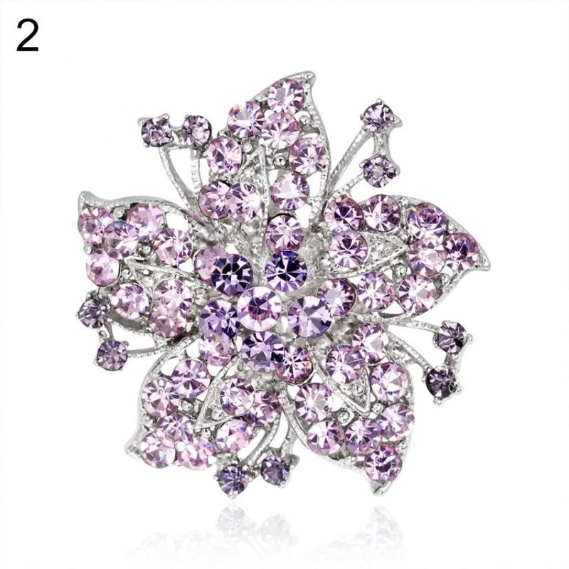 Мода горный хрусталь цветок шарф брошь булавка свадебные украшения леди подарок