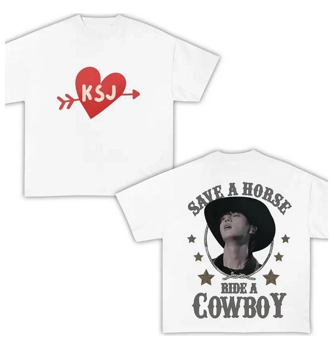 Jin Concert T-Shirt 2025 –Save a Horse ride a cowboy Tee , BTS Jin Tour Shirt 3XL