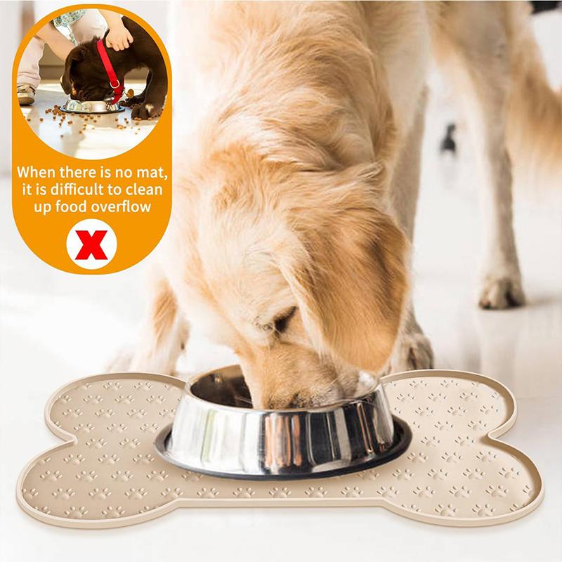 Funny Bone Shapes Silicone Dog Feeding Mat Non-Slip Waterproof Washable Pet Placemat with Powerful Suction Perros Accesorios