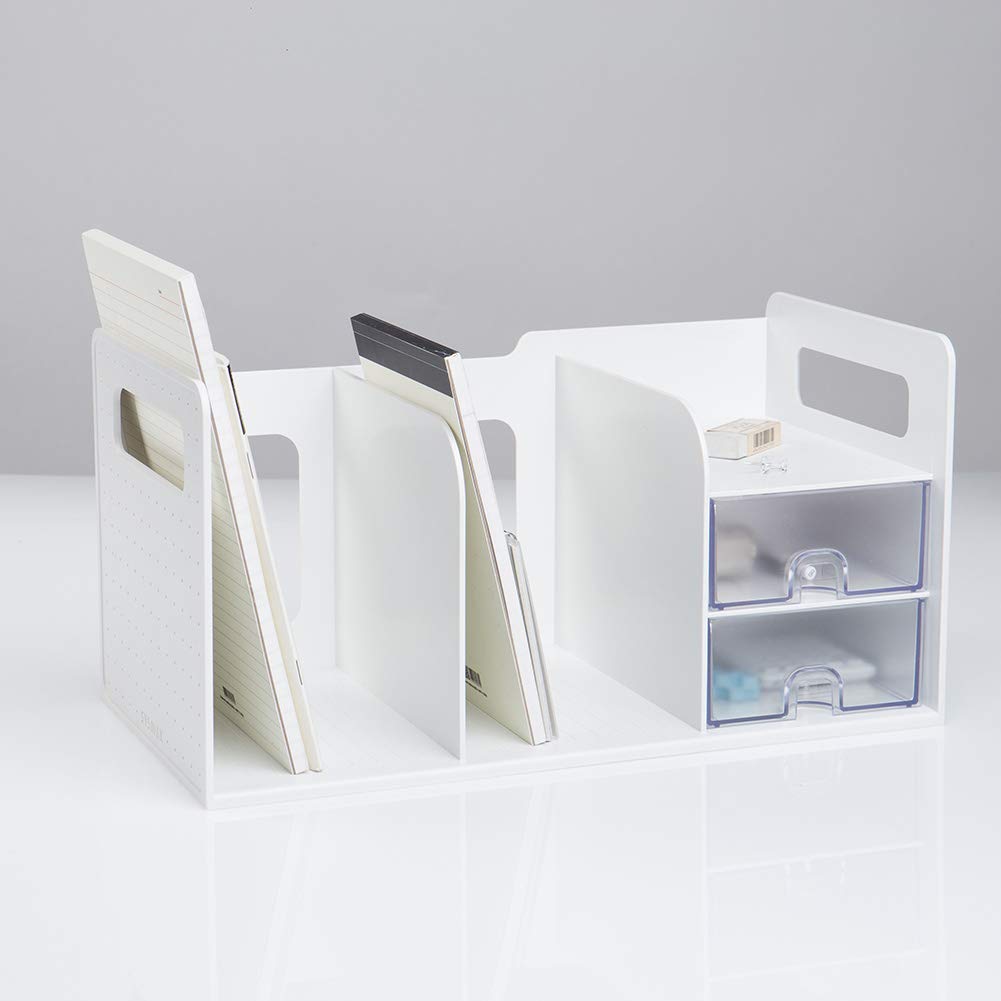 LITEM. Mint Bookstand, Book Rack with Drawer, Book Stand, Bookends, Desktop Storage, Office Storage, Stylish Stationery Organizer, Storage Box, Small