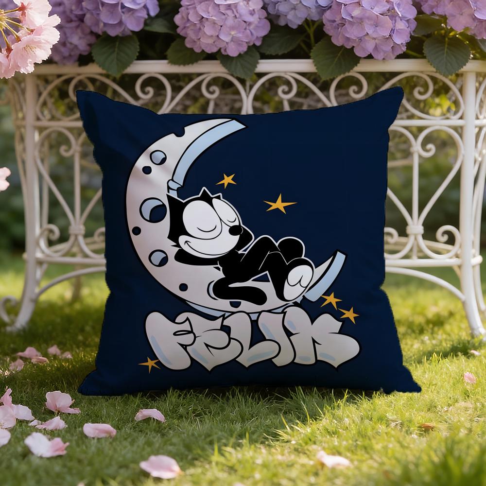 Cartoon F-Felix the Cat Cushion Cover Home & Car Dual-Scene Pillow Cover: Reversible for Premium Comfort