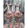 Conjunto de una pieza sexy y divertido de malla ultrafina con bordado floral francés nuevo de otoño