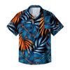 Men's Casual Loose Fit Short Sleeve Shirt Button Down Palm Leaf Print Lightweight Summer Beachwear Shirt