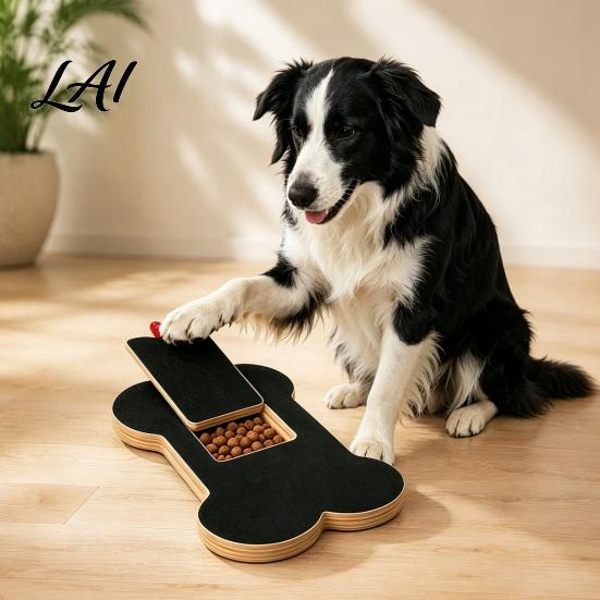 Interactive Pet Grooming Tool Dog Scratch Board with Treat Box Wooden Nail File Board Bone Natural Claw Smoothing Shaped Pad Grinder Alternative