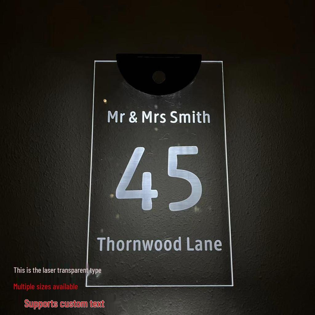 Solar-Powered Custom House Number Plaque with LED Lights