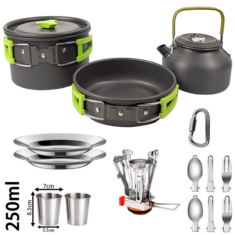 Outdoor camping cooking set aluminum alloy material pot set portable camping equipment for hiking and outdoor travel