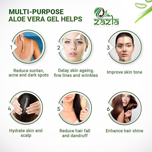 Zazla Aloe Vera Skin Gel For Face & Hair - 100gm