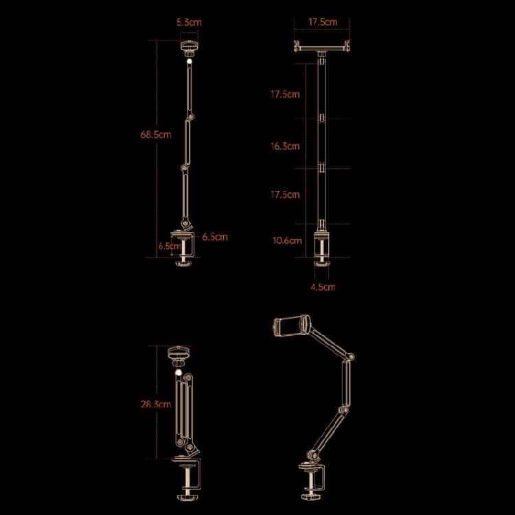 Tablet-Halter für das Bett Verstellbarer Tablet-Handy-Bettständer Halterung 360 Grad drehbar Faltbarer Aluminiumarm-Halter