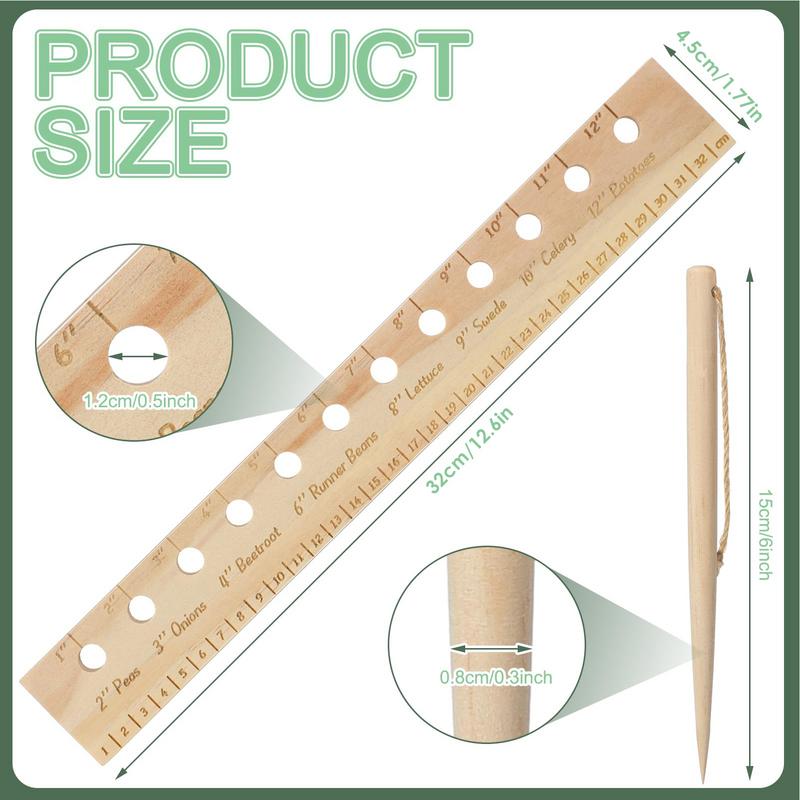 Seeding Garden Template Spacer Tool With Plant Dibber Wooden Plant Spacing Ruler Spacing Template Garden Seedling Spacer Planter