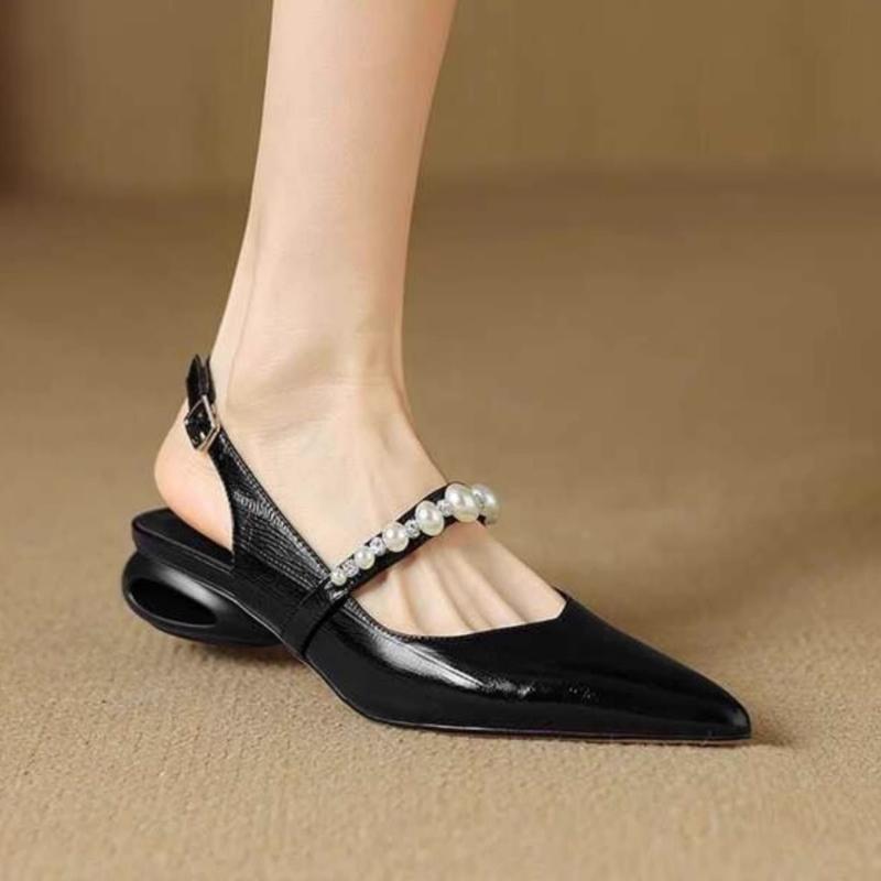 Modne buty damskie 2024 Koreańska moda szpiczaste sandały damskie wygodne buty wizytowe na średnim obcasie jednolity kolor proste czółenka