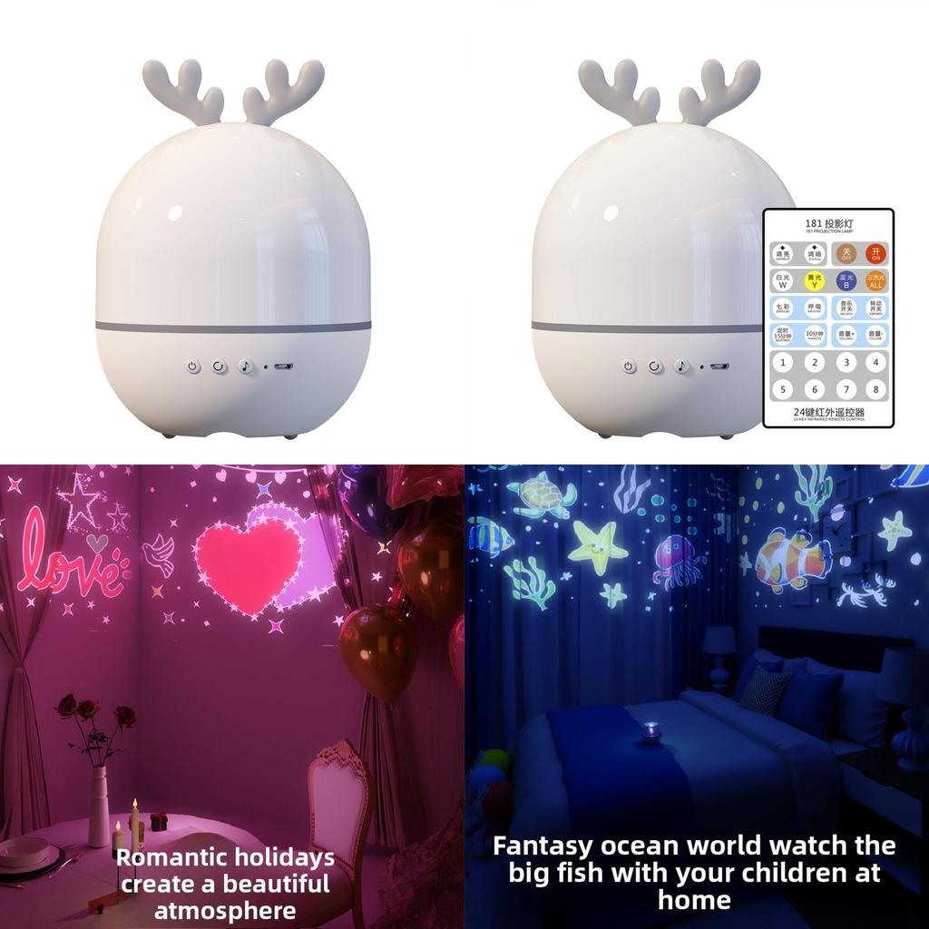 Romantic Bunny Starry Sky Night Light With Bluetooth And Sleep Timer For Children Bedroom Decor