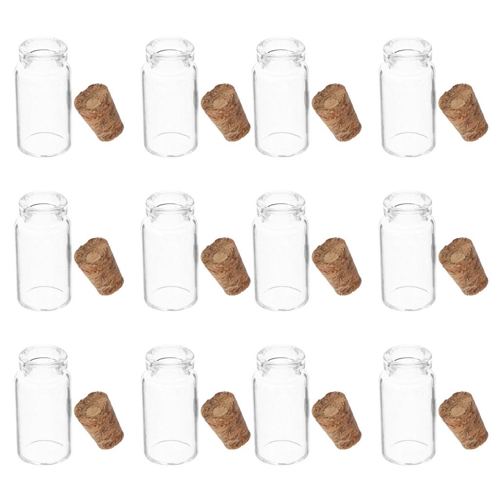 12Pcs Mini Wishing Bottles Glass Vials Cork Stoppers DIY Decorative Tiny Jars Multi Functional Storage Containers