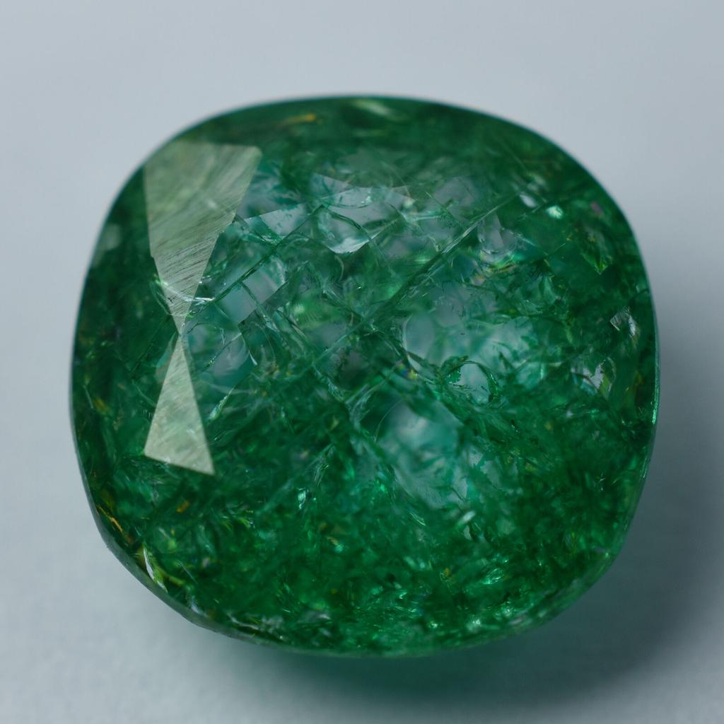 Natural Green Emerald Loose Gemstone Square Cushion Cut 6.65 Ct for Jewelry Making and Crafts