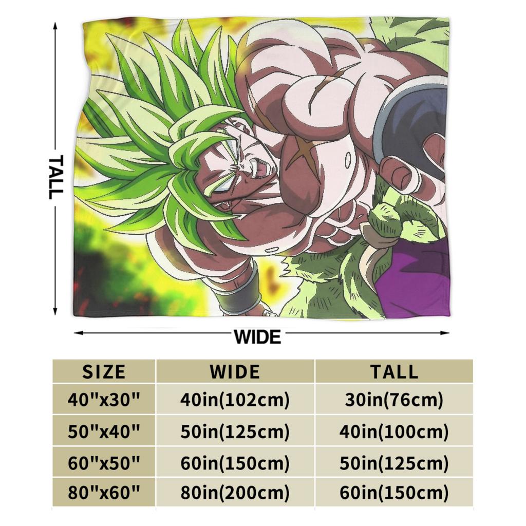 Broly DBZ Super Saiyan Blanket Flannel Ultra-Soft Throw Blanket for Outdoor Travel Bedroom Quilt