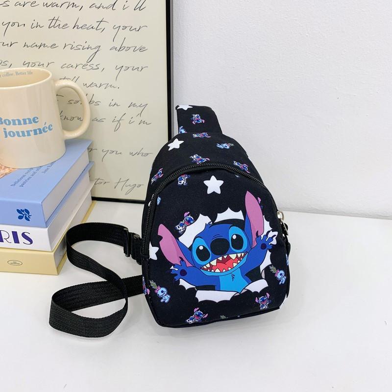 Childrens Cartoon Stitch Print Design Oxford Fabric Shoulder Bag With Breathable Nylon For Kindergarten Kids