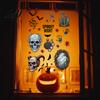 Glass Stickers Halloween Electrostatic Stickers Skull Demon Blood Handprints Bats Scary Window Pattern Cling Clings Spooky for Doors Mirrors