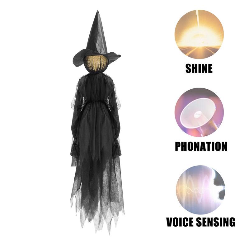 Halloween Witch Decorations Outdoor Lighted Witches Garden Decor With Sound Halloween Scary Props For Porch Garden Lawn Patio