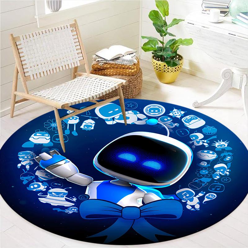 ASTRO BOT Runder Teppich, Teppich für Wohnzimmer Schlafzimmer Sofa Spielzimmer Dekoration, Rutschfeste Bodenmatte