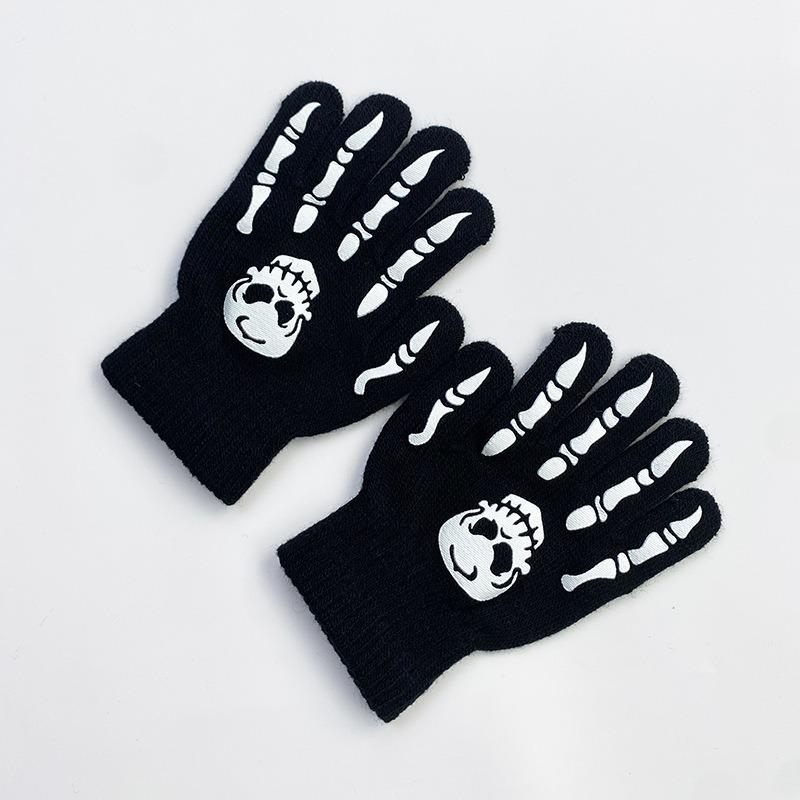 Luminous Skull Skull Claw Gloves, Halloween Glow Gloves Skull Gloves