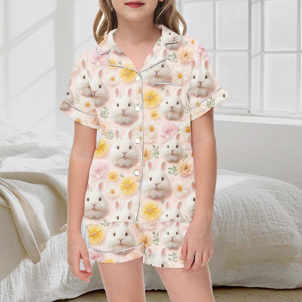 Kids' Printed Pajama Set - Short Sleeve & Shorts Sleepwear