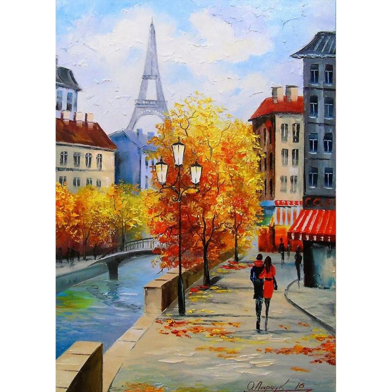 Scandinavian autumn rainy landscape poster, canvas, oil painting for lovers, outdoor wall painting for the modern living room