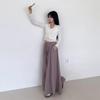 New Arrivals Open Run Women Simple Solid Pintuck Cut Wide Banding Pants