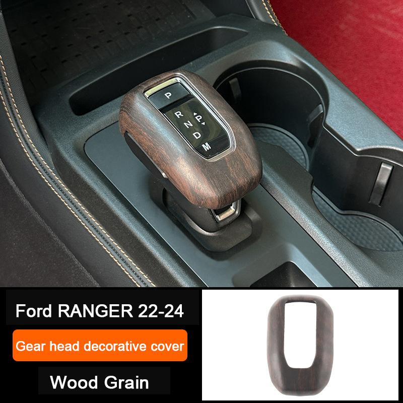 Holzmaserung Innenraum-Überzugsabdeckungen für Ford Ranger Wildtrak T9 2023 2024 Armaturenbrett-Verkleidung Lüftungsdüse Mittelkonsole Schalthebel-Panel-Abdeckung