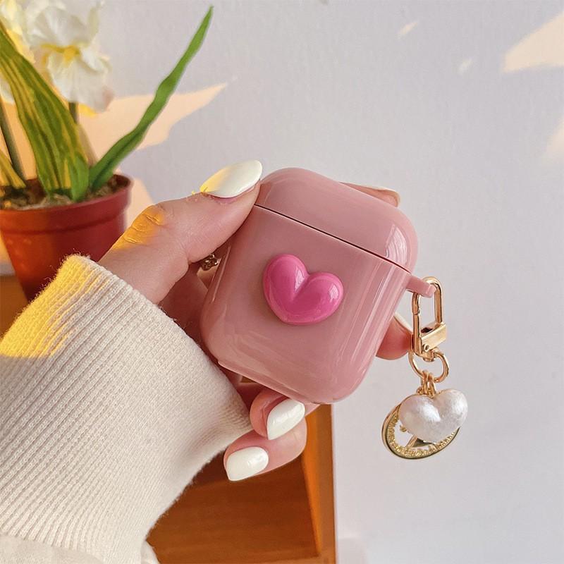

Pink Girl Heart Apple Bluetooth Earphone Cover Suitable AirPods 1 2 3 Spro Silicone AirPods 1 2 generation