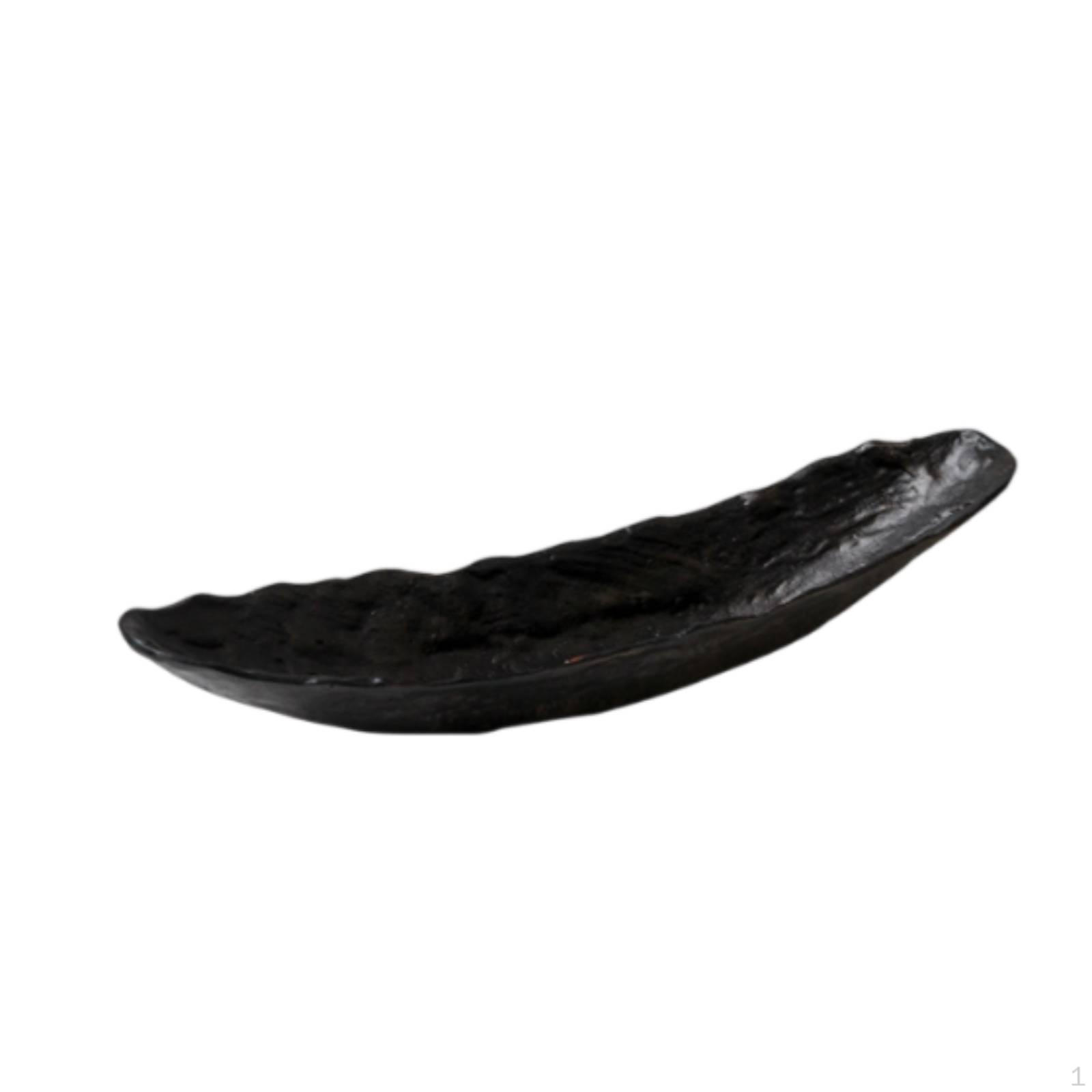 Sculptural Tray Cast Aluminum Boat Textured Centerpiece Bowl for Dining Table, Living Room