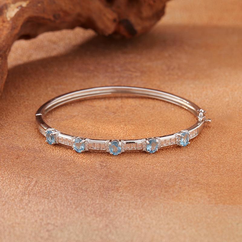 New Natural Garnet Sapphire Tanzanite Topaz Colored Treasure Bracelet Women'S S925 Sterling Silver