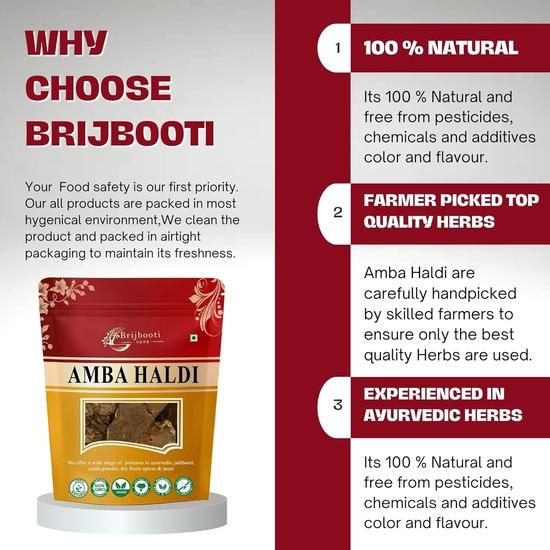 Birju Mahavir 100 GR AMBA HALDI - AMBIA HALDI - CURCUMA AROMATICA - WILD TURMERIC