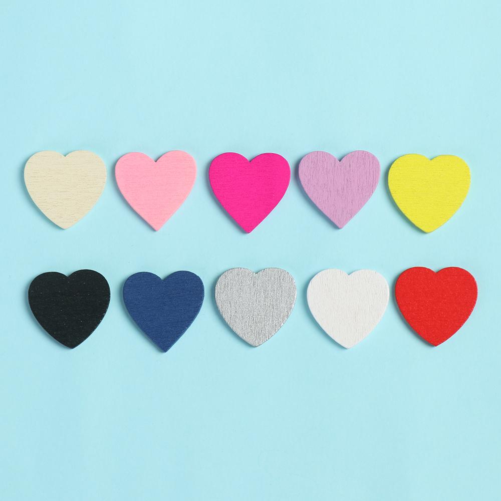 Wedding Ornaments Party Decor Wall Sticker Wood Crafts Hearts Shaped Wooden Chips Confetti Slices