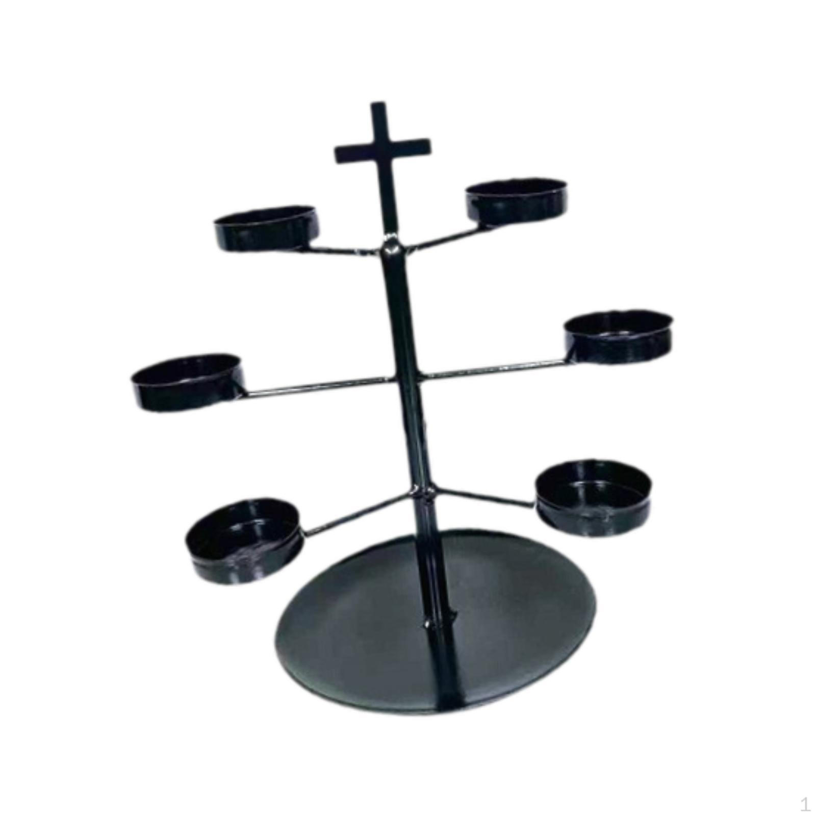 Tea Light Candle Holder Candelabra Vintage Design Unique Decorative Candlestick with 6 Cups for