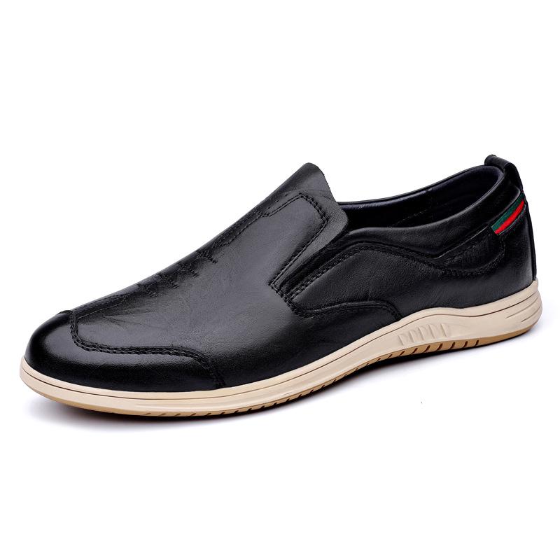 Men's Handmade Slip-on Leather Shoes: Comfortable, Non-slip, Breathable, Soft Sole, Casual Large Size.