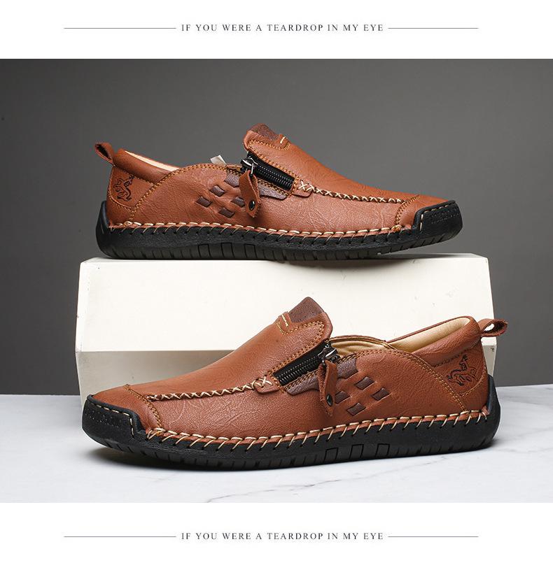 Men's Casual Retro Microfiber Leather Stitching Shoes with Zipper