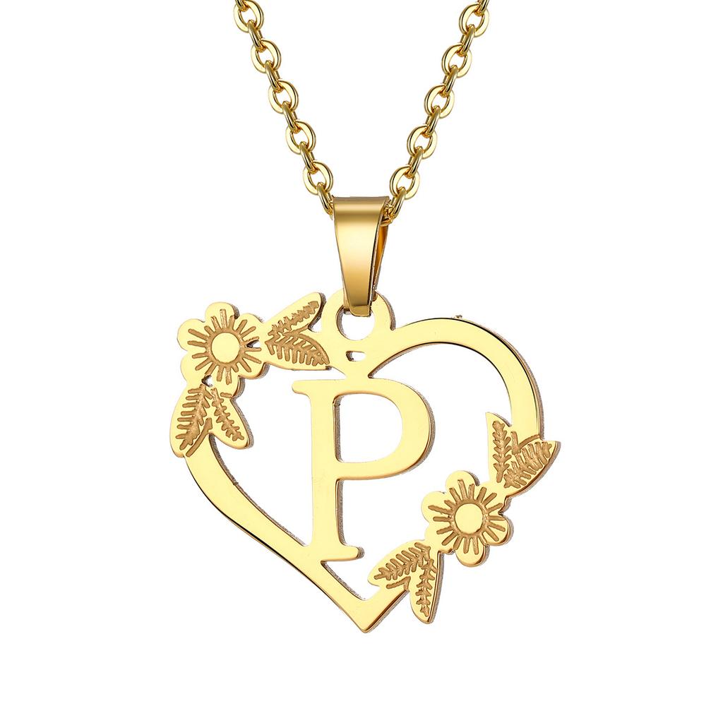 Fashion 26 Letter Stainless Steel Pendant Necklace Women Hollow Gold Color Chain A-Z Alphabet Clavicle Necklaces Jewelry Gift