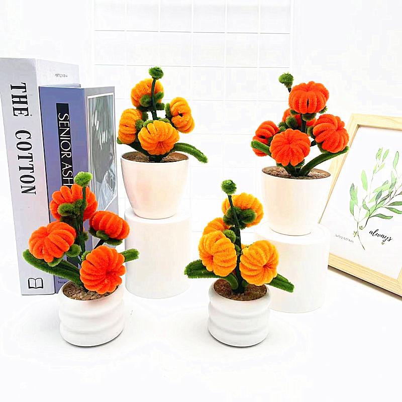 5 Pcs Pumpkin Plush Twisted Stick Potted For Living Room And Photography Props