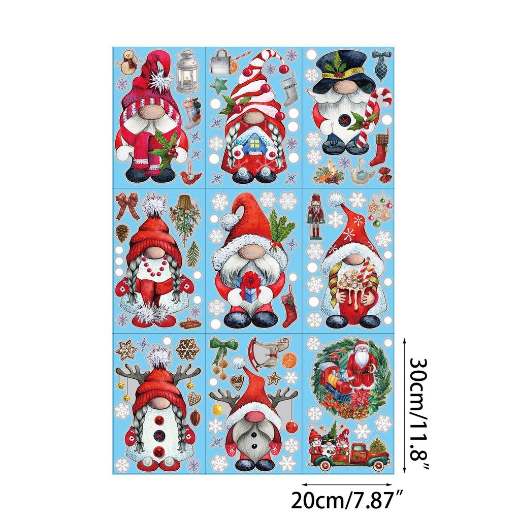 Xmas Window Clings 9 Sheets Christmas Window Decals Stickers Cute Christmas Window Decorations Xmas Santa Snowflake