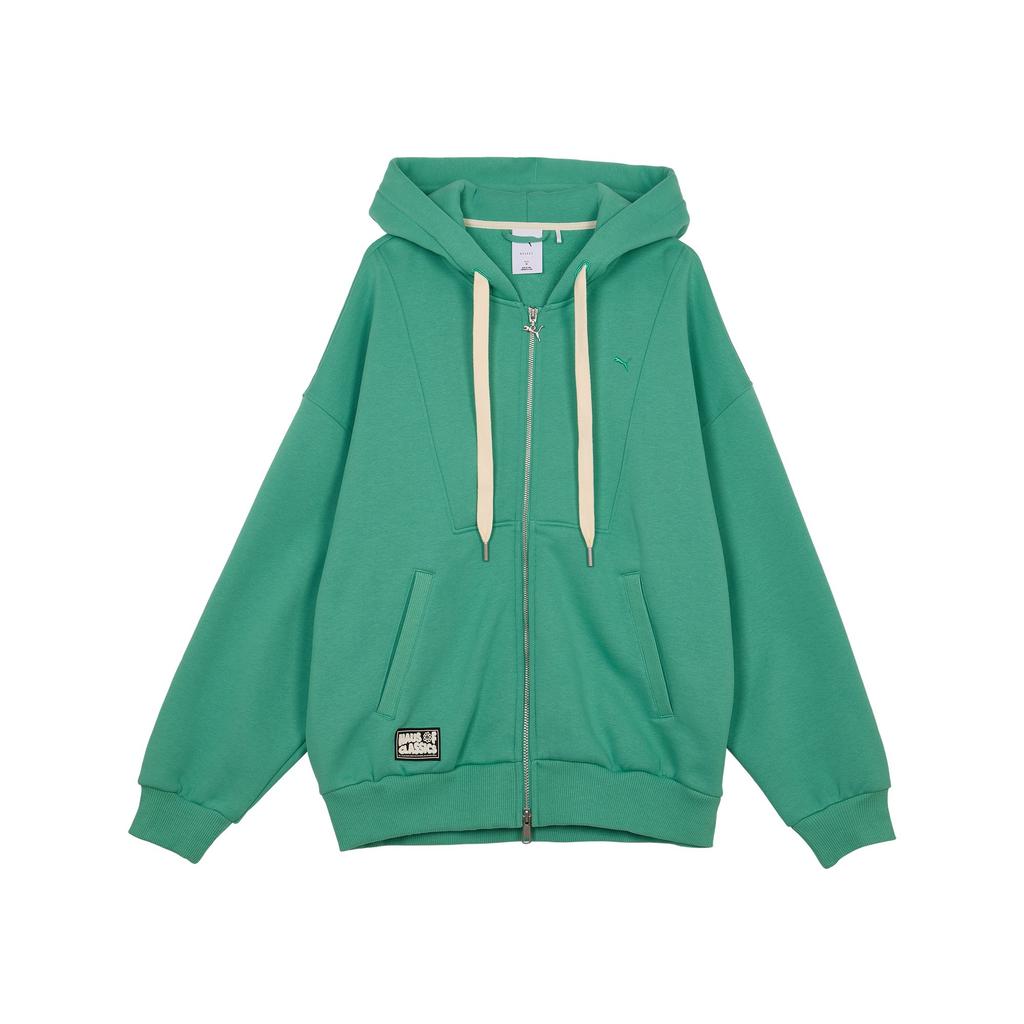 Puma Classics Casual Fleece Lined Warm Hooded Zip Up Jacket Sweatshirt Unisex Jackets Emerald-Green 631527-36