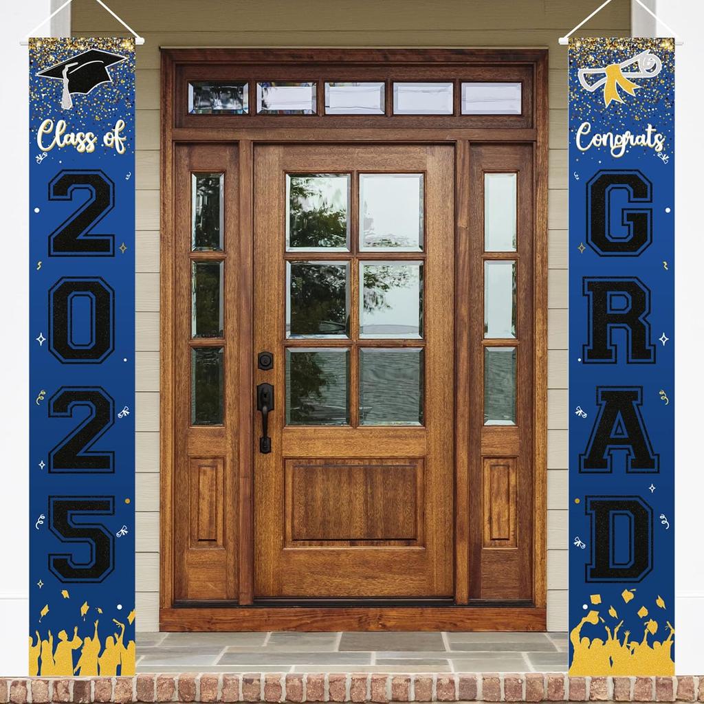 2025 Graduation Decorations - Class of 2025 Porch Banner Sign Congrats Grad Porch Banner, Graduation Party Decorations for Home/School Porch Door