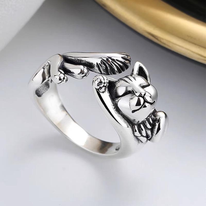 Adjustable Retro Korean-Style Non-Fading Cat Ring
