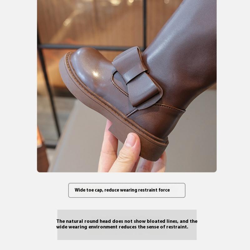 Winter New Korean Style Girls High Boots with Cotton To Keep Warm and Fashionable Sweet Bow Fashion Boots