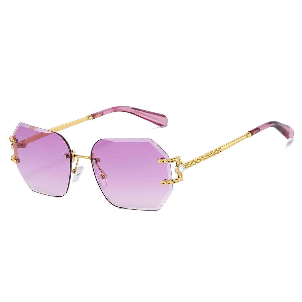 New Retro Frameless Gradient Women Sunglasses Hip Hop Style Polygonal UV400 Protection PC Frame Unisex